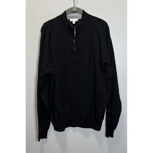 Peter Millar Sweater 1/4 Zip Merino Wool Silk SZ XL Black *Flaw See Photos*